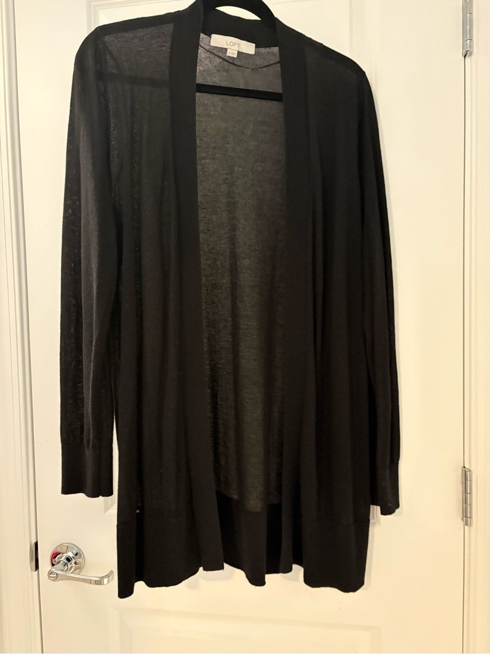 LOFT Black Open-Front Lightweight Cardigan